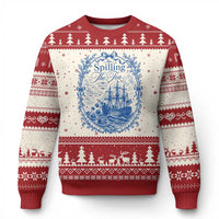 Spilling The Tea Since 1773 Boston Tea Party Ugly Christmas Sweater Funny Historical Toile Graphic American History Humor