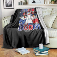 Funny Patriotic Chickens 4th of July Fireworks Throw Blanket Retro Chicka Boom Boom Hen Rooster Chick Graphic