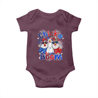 Funny Patriotic Chickens 4th of July Fireworks Baby Onesie Retro Chicka Boom Boom Hen Rooster Chick Graphic