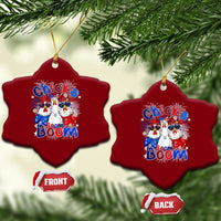 Funny Patriotic Chickens 4th of July Fireworks Ceramic Ornament Retro Chicka Boom Boom Hen Rooster Chick Graphic