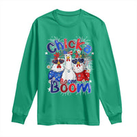 Funny Patriotic Chickens 4th of July Fireworks Long Sleeve Shirt Retro Chicka Boom Boom Hen Rooster Chick Graphic