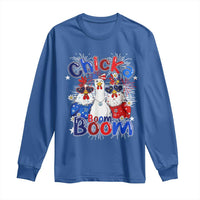 Funny Patriotic Chickens 4th of July Fireworks Long Sleeve Shirt Retro Chicka Boom Boom Hen Rooster Chick Graphic