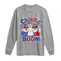 Funny Patriotic Chickens 4th of July Fireworks Long Sleeve Shirt Retro Chicka Boom Boom Hen Rooster Chick Graphic
