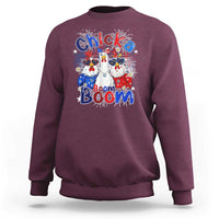 Funny Patriotic Chickens 4th of July Fireworks Sweatshirt Retro Chicka Boom Boom Hen Rooster Chick Graphic