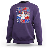 Funny Patriotic Chickens 4th of July Fireworks Sweatshirt Retro Chicka Boom Boom Hen Rooster Chick Graphic