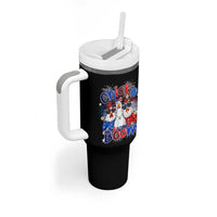 Funny Patriotic Chickens 4th of July Fireworks Tumbler With Handle Retro Chicka Boom Boom Hen Rooster Chick Graphic