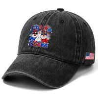 Funny Patriotic Chickens 4th of July Fireworks Washed Cotton Baseball Cap Retro Chicka Boom Boom Hen Rooster Chick Graphic