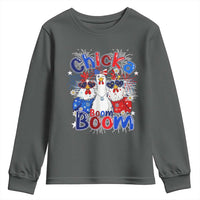 Funny Patriotic Chickens 4th of July Fireworks Youth Sweatshirt Retro Chicka Boom Boom Hen Rooster Chick Graphic