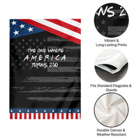 The One Where America Turns 250 Funny Sitcom Parody Patriotic Garden Flag Red White and Blue Dots Retro TV Show Semiquincentennial