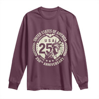 USA 250th Anniversary Statue of Liberty Vintage Crest Long Sleeve Shirt Celebrating Freedom 1776 to 2026 Semiquincentennial