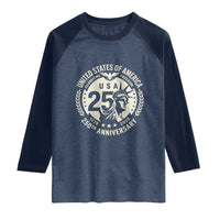 USA 250th Anniversary Statue of Liberty Vintage Crest Raglan Shirt Celebrating Freedom 1776 to 2026 Semiquincentennial