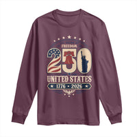 250 Years of Freedom Liberty Bell and Statue of Liberty Graphic Long Sleeve Shirt 1776 2026 US Pride American Flag Graphic Emblem