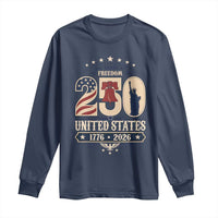 250 Years of Freedom Liberty Bell and Statue of Liberty Graphic Long Sleeve Shirt 1776 2026 US Pride American Flag Graphic Emblem
