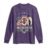 250 Years of Freedom Liberty Bell and Statue of Liberty Graphic Long Sleeve Shirt 1776 2026 US Pride American Flag Graphic Emblem