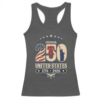 250 Years of Freedom Liberty Bell and Statue of Liberty Graphic Racerback Tank Top 1776 2026 US Pride American Flag Graphic Emblem