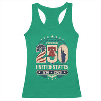 250 Years of Freedom Liberty Bell and Statue of Liberty Graphic Racerback Tank Top 1776 2026 US Pride American Flag Graphic Emblem