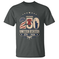 250 Years of Freedom Liberty Bell and Statue of Liberty Graphic T Shirt 1776 2026 US Pride American Flag Graphic Emblem
