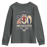 250 Years of Freedom Liberty Bell and Statue of Liberty Graphic Youth Sweatshirt 1776 2026 US Pride American Flag Graphic Emblem