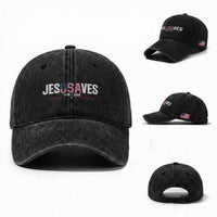 Jesus Saves USA Semiquincentennial 1776 2026 Washed Cotton Baseball Cap Patriotic Christian Faith USA 250 Years of Freedom