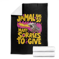 Jamal Has So Many Sorries To Give Throw Blanket Funny Fire Breathing Hammerhead Shark Gamer