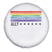 Retro Rainbow Ally Distressed Stripes Graphic Spare Tire Cover LGBTQ Support Pride Month