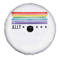 Retro Rainbow Ally Distressed Stripes Graphic Spare Tire Cover LGBTQ Support Pride Month