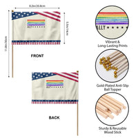 Retro Rainbow Ally Distressed Stripes Graphic Patriotic Handheld Flag LGBTQ Support Pride Month