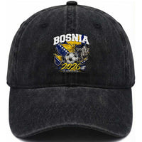 Bosnia Soccer Jersey Pride 2026 Washed Cotton Baseball Cap One Nation One Dream Heritage Football Sports Fan