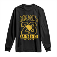 Lets Go Bosnia 2026 Hajmo Bosno Vintage Varsity Sports Style Long Sleeve Shirt Bosnia Herzegovina Map Soccer Lover Football Fan