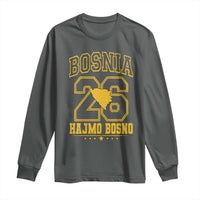 Lets Go Bosnia 2026 Hajmo Bosno Vintage Varsity Sports Style Long Sleeve Shirt Bosnia Herzegovina Map Soccer Lover Football Fan