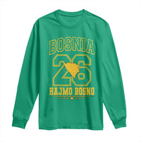 Lets Go Bosnia 2026 Hajmo Bosno Vintage Varsity Sports Style Long Sleeve Shirt Bosnia Herzegovina Map Soccer Lover Football Fan