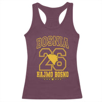 Lets Go Bosnia 2026 Hajmo Bosno Vintage Varsity Sports Style Racerback Tank Top Bosnia Herzegovina Map Soccer Lover Football Fan