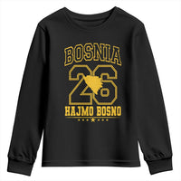 Lets Go Bosnia 2026 Hajmo Bosno Vintage Varsity Sports Style Youth Sweatshirt Bosnia Herzegovina Map Soccer Lover Football Fan