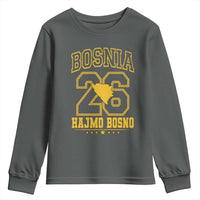 Lets Go Bosnia 2026 Hajmo Bosno Vintage Varsity Sports Style Youth Sweatshirt Bosnia Herzegovina Map Soccer Lover Football Fan