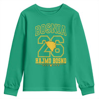 Lets Go Bosnia 2026 Hajmo Bosno Vintage Varsity Sports Style Youth Sweatshirt Bosnia Herzegovina Map Soccer Lover Football Fan