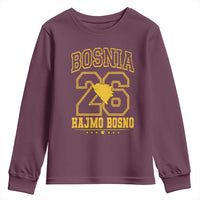 Lets Go Bosnia 2026 Hajmo Bosno Vintage Varsity Sports Style Youth Sweatshirt Bosnia Herzegovina Map Soccer Lover Football Fan