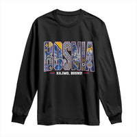 Lets Go Bosnia Heritage Hajmo Bosno Cultural Mosaic Pattern Long Sleeve Shirt Bosnia Herzegovina Map Soccer Lover Football Fan