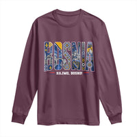 Lets Go Bosnia Heritage Hajmo Bosno Cultural Mosaic Pattern Long Sleeve Shirt Bosnia Herzegovina Map Soccer Lover Football Fan