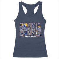 Lets Go Bosnia Heritage Hajmo Bosno Cultural Mosaic Pattern Racerback Tank Top Bosnia Herzegovina Map Soccer Lover Football Fan