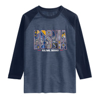 Lets Go Bosnia Heritage Hajmo Bosno Cultural Mosaic Pattern Raglan Shirt Bosnia Herzegovina Map Soccer Lover Football Fan