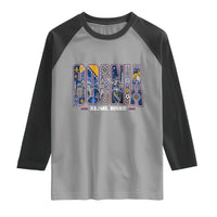 Lets Go Bosnia Heritage Hajmo Bosno Cultural Mosaic Pattern Raglan Shirt Bosnia Herzegovina Map Soccer Lover Football Fan