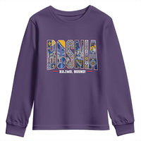 Lets Go Bosnia Heritage Hajmo Bosno Cultural Mosaic Pattern Youth Sweatshirt Bosnia Herzegovina Map Soccer Lover Football Fan