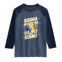 Lets Go Bosnia Herzegovina Hajmo Bosno Dragon Shield Raglan Shirt Soccer Team Pride Football Fan Heritage