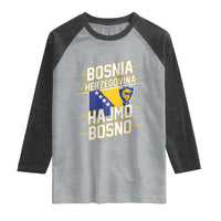 Lets Go Bosnia Herzegovina Hajmo Bosno Dragon Shield Raglan Shirt Soccer Team Pride Football Fan Heritage