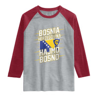 Lets Go Bosnia Herzegovina Hajmo Bosno Dragon Shield Raglan Shirt Soccer Team Pride Football Fan Heritage
