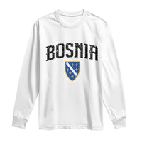 Vintage Bosnia Coat of Arms Minimalist Long Sleeve Shirt Golden Lily Heritage Shield Graphic