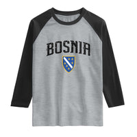 Vintage Bosnia Coat of Arms Minimalist Raglan Shirt Golden Lily Heritage Shield Graphic