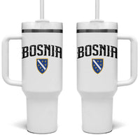Vintage Bosnia Coat of Arms Minimalist Tumbler With Handle Golden Lily Heritage Shield Graphic