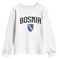 Vintage Bosnia Coat of Arms Minimalist Youth Sweatshirt Golden Lily Heritage Shield Graphic