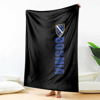 Bosnia Typography Coat of Arms Throw Blanket Golden Lily Shield Modern Graphic